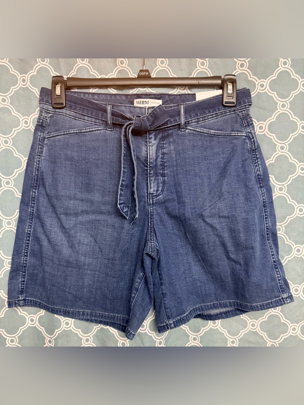 White House Black Market Indigo Tie-Belt Denim Shorts